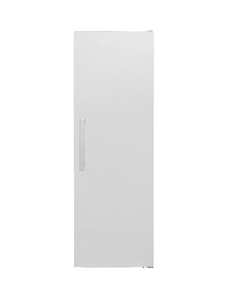 FRZ500TX – 360L stainless steel no frost freezer with 5 drawers, 2 flaps, LED light, reversible door, and digital display panel.