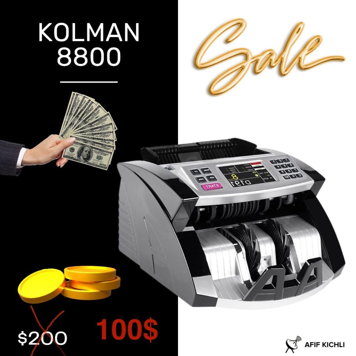 KOLMAN Mix Denomination Lebanese Pound Money Counter 8800 – UV & MG Detection, 1000pcs/min Speed