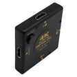 4K Ultra HD HDMI Switch 3 to 1, black compact design with 3 input ports for seamless device switching