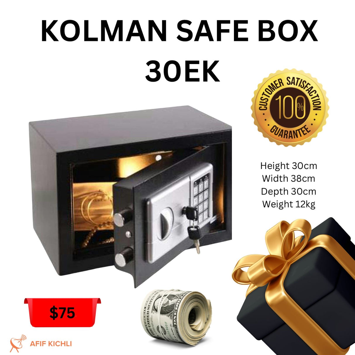 KOLMAN 30EK Electronic Safe – Compact Security with Combination Lock and Emergency Keys