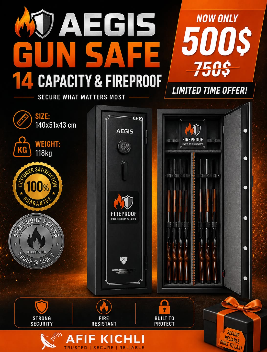 Aegis fireproof safe 14 Rifles