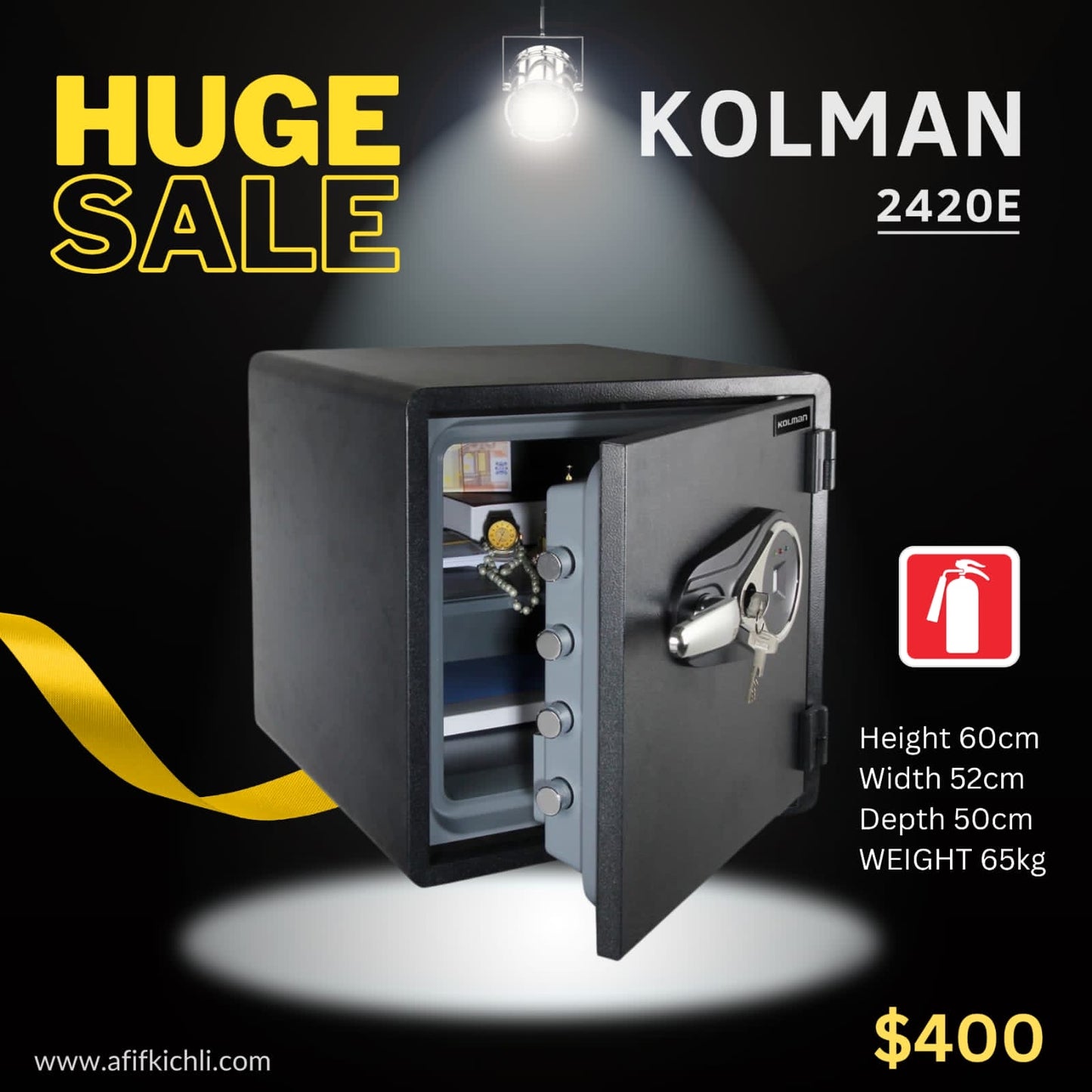 KOLMAN Safe 2420E Fireproof/ Waterproof