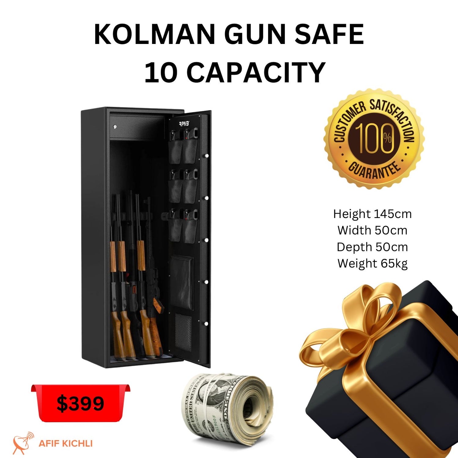KOLMAN Gun Electronic Safe for 10pcs – Digital Lock & Key