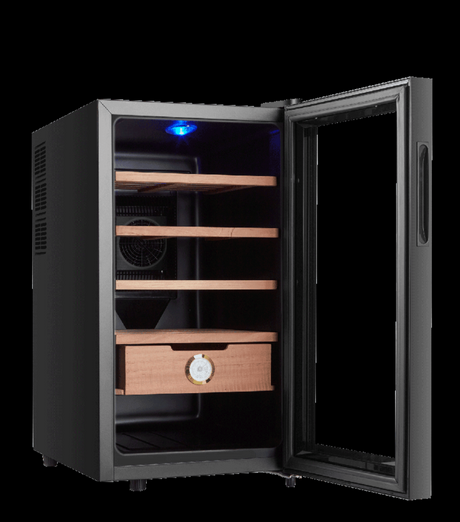 Campomatic CHC250 Cigar Cooler with 250 Capacity, Thermoelectric Cooling, and Digital Control.