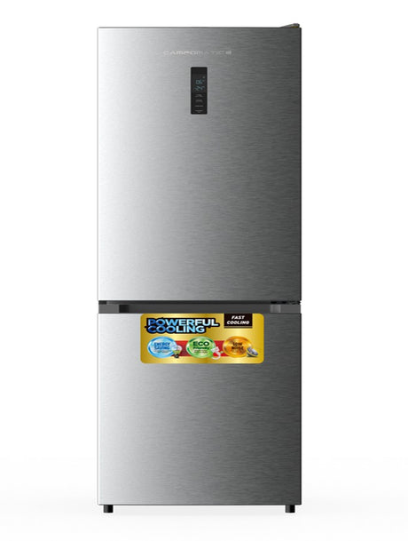 BM60X – Stainless steel bottom mount refrigerator with no-frost cooling, LED screen, reversible door, and 3 freezer drawers.