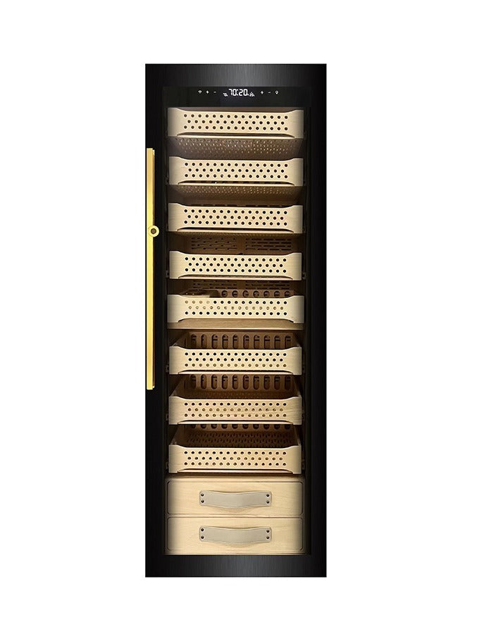 CH1500 – High-end cigar humidor with full glass front, cedar wood interior, fingerprint lock, and temperature & humidity control.