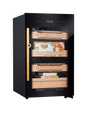 CH850 – High-end cigar humidor with full glass front, cedar wood interior, fingerprint lock, and temperature & humidity control.