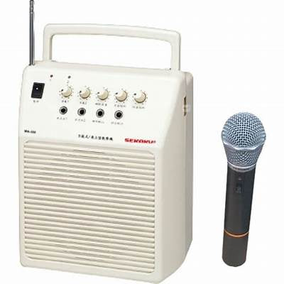 Wireless PA System WA-320 with wireless microphone, portable design, and adjustable audio controls, perfect for events and gatherings.