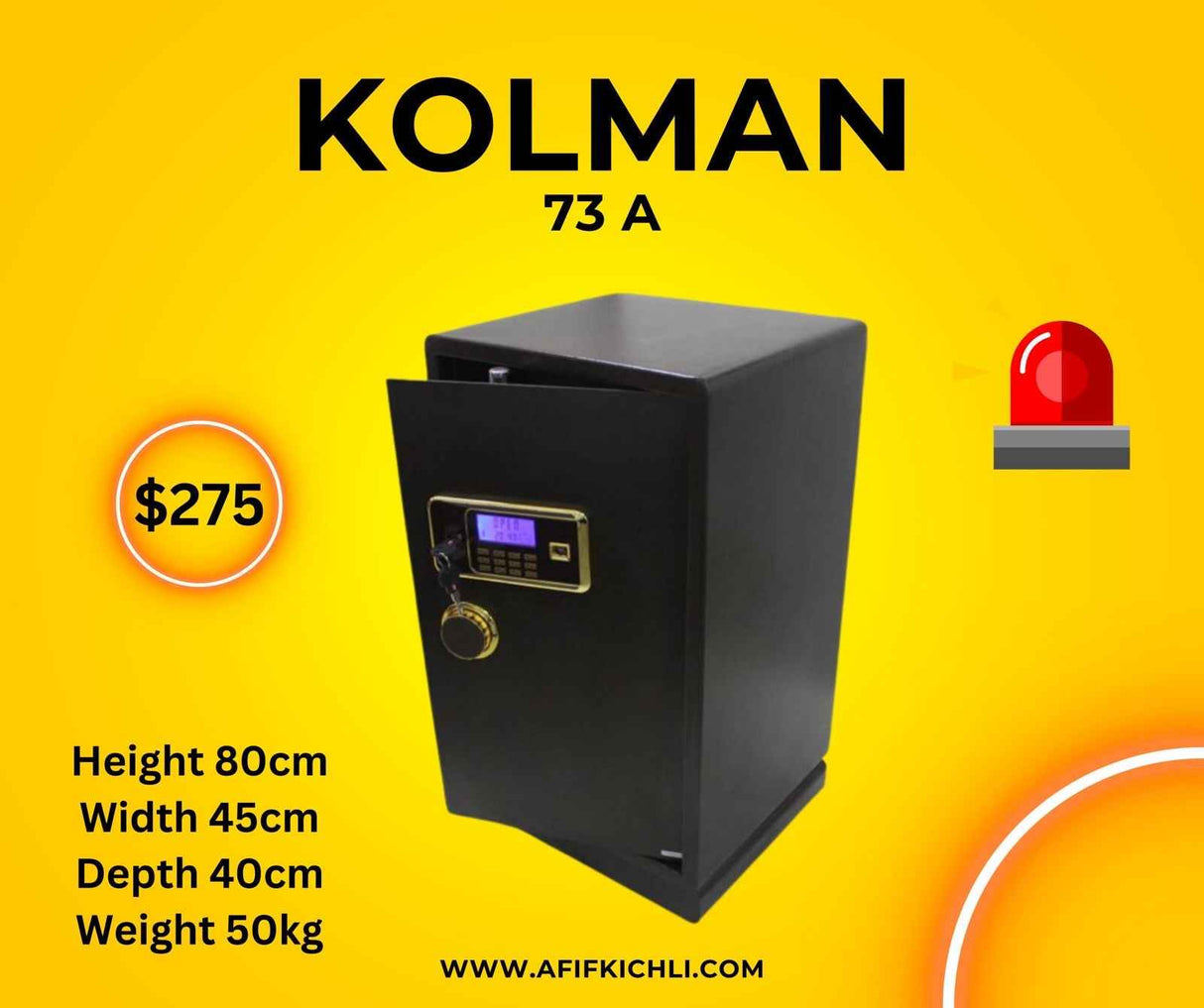 KOLMAN 73BN Electronic Safe – Key + Electronic Code Security