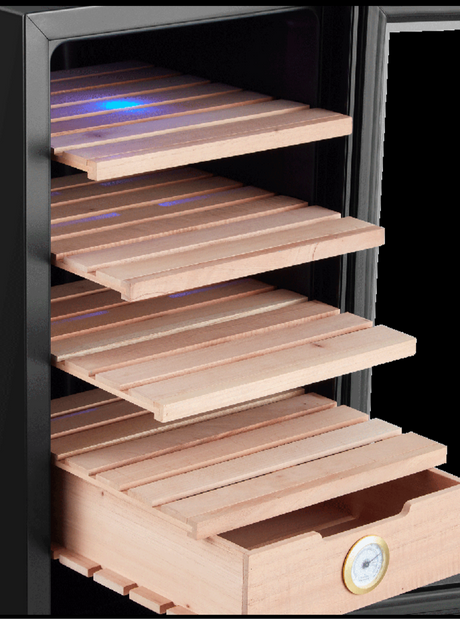 Campomatic CHC250 Cigar Cooler with 250 Capacity, Thermoelectric Cooling, and Digital Control.