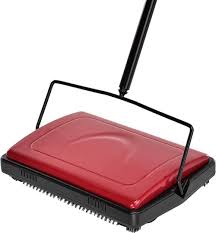 Mirage BS-03 Carpet and Floor Sweeper, Red, Manual with Powerful Brushes for Easy Cleanups