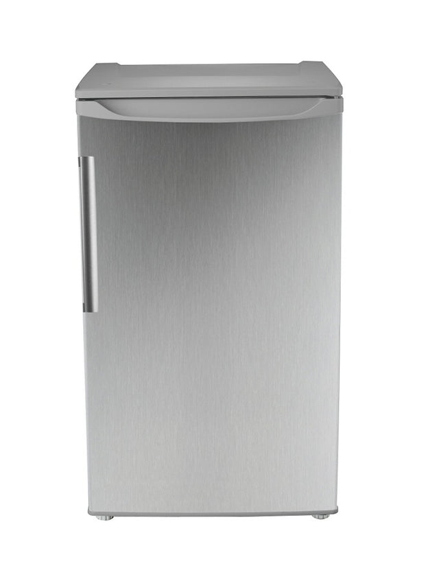 FR143X – Compact stainless steel look refrigerator with 133L capacity and lock & key system.