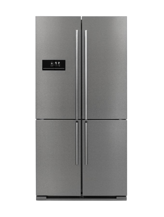 FR4084TX – Quattro 4-Door French Bottom Mount Refrigerator with stainless steel finish, inverter compressor, and chiller drawer for meat & fish.