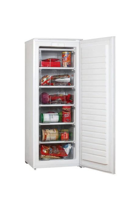 FRZ220S – 200L stainless steel defrost freezer with 6 transparent drawers and reversible door.