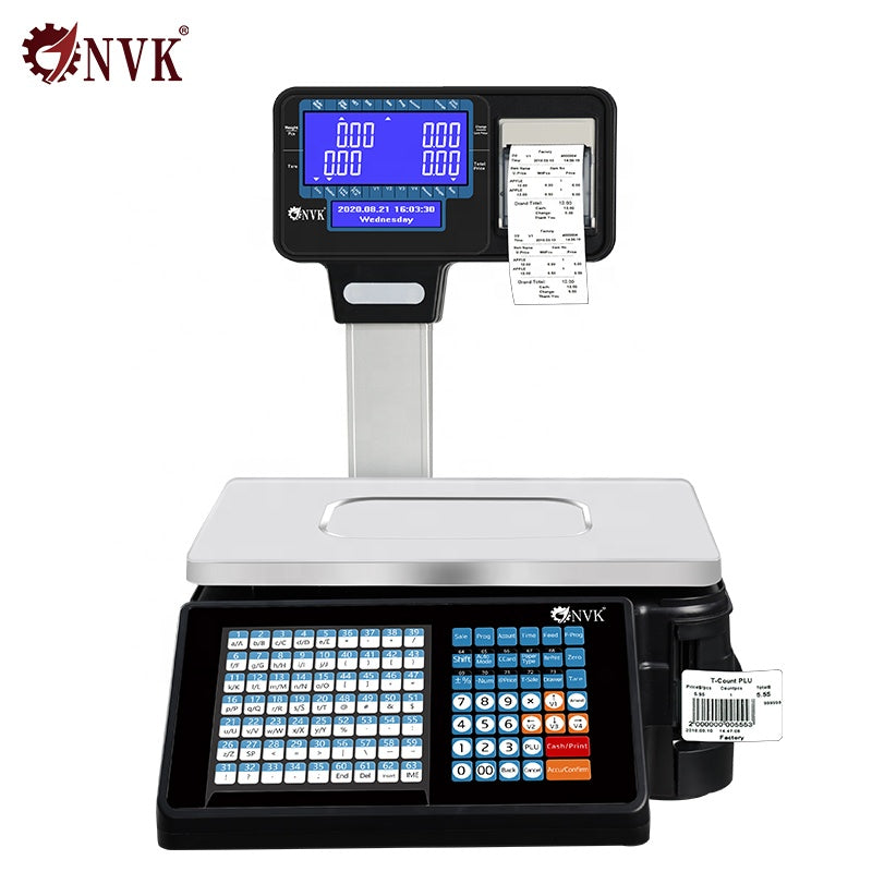 Nvk TM-A21 Label Printing Scale Double Screen LCD Display Price Computing Scale Electronic With Wi-Fi Thermal Printer for Retail
