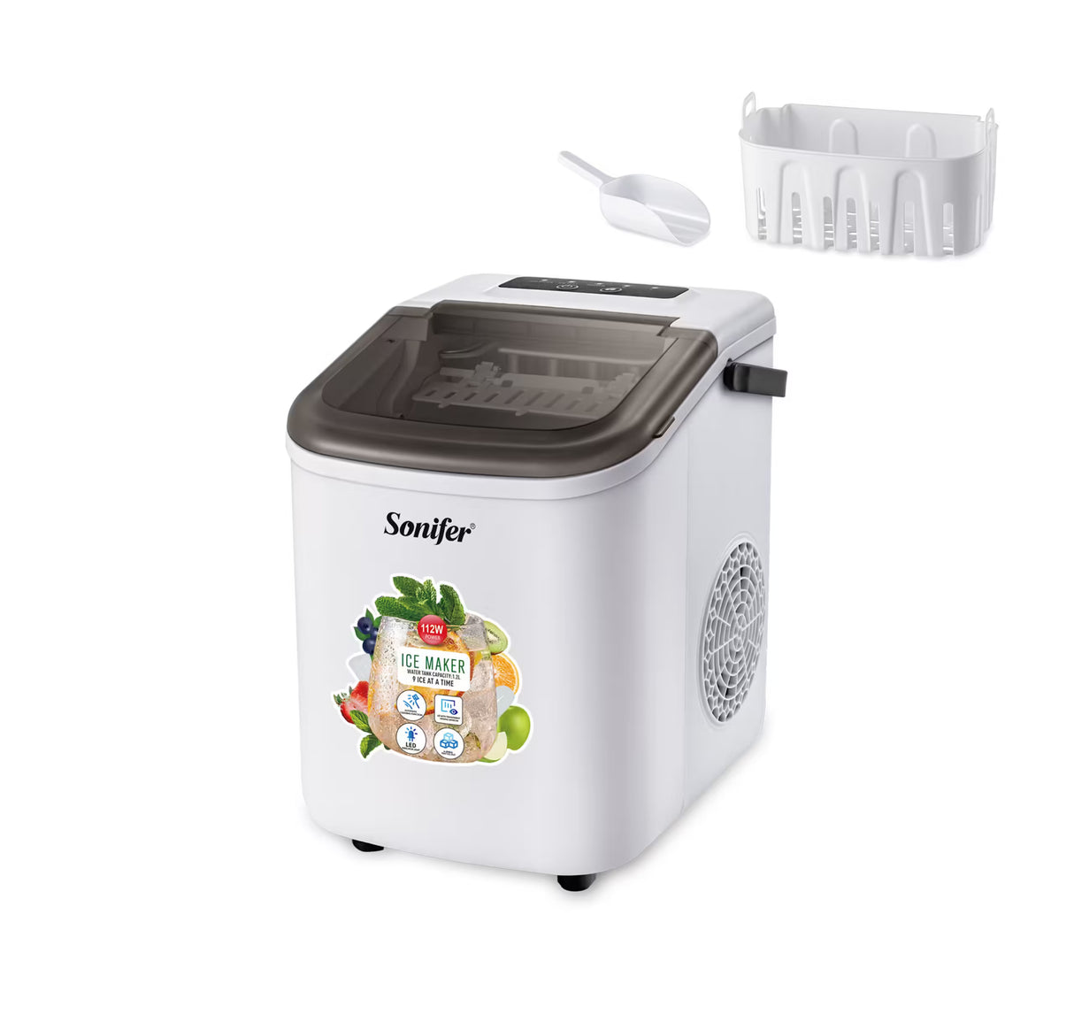 Ice maker Sonifer original, 112 watts(0.5A), 9 ice at a time, 12KG per day