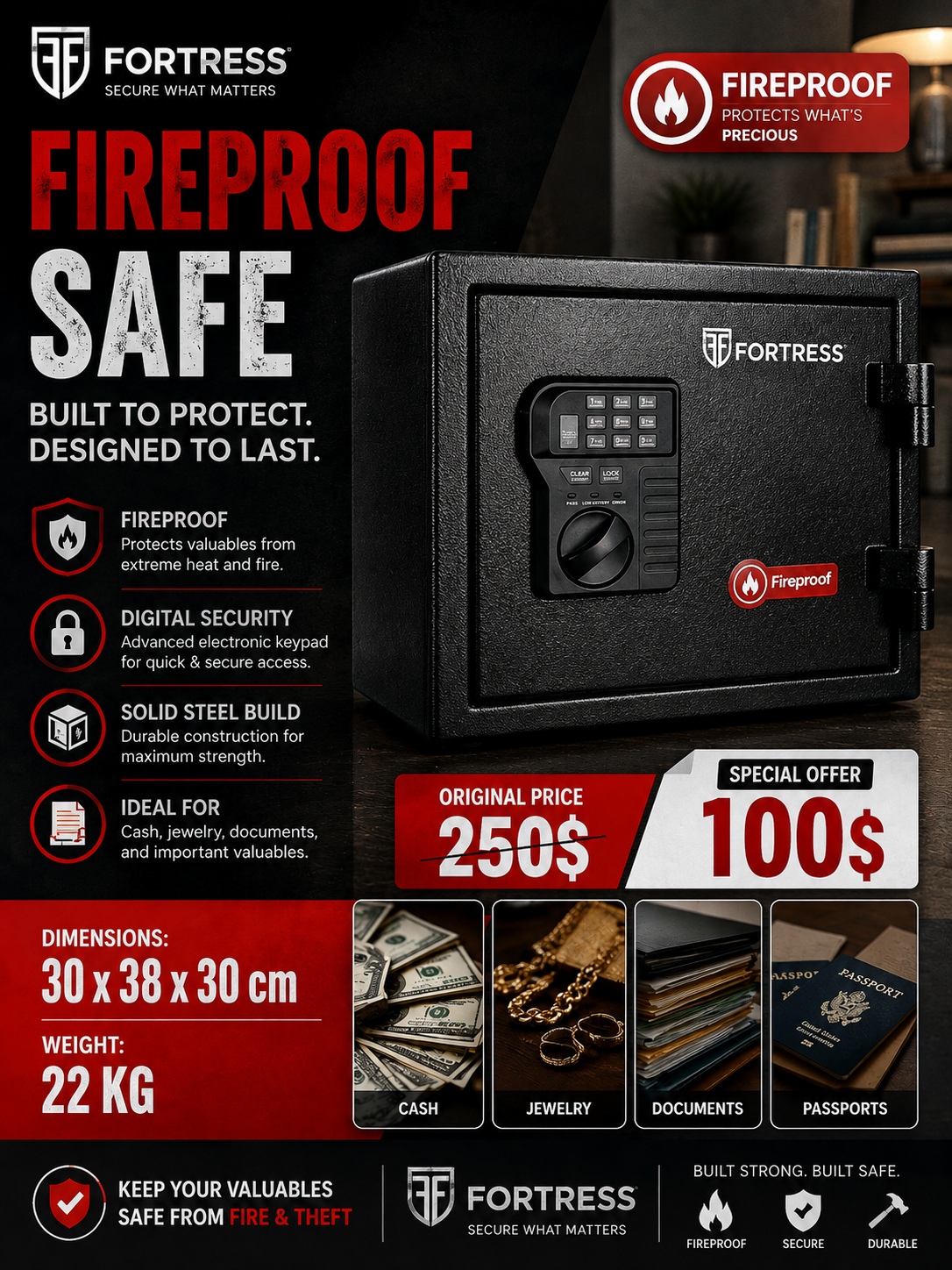 Fortress Fireproof Safe Box