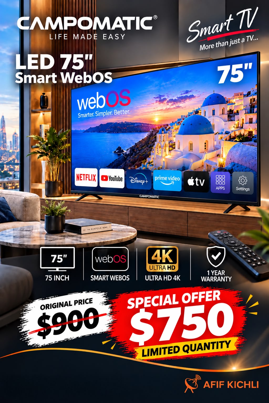 LED tv Campomatic 75”