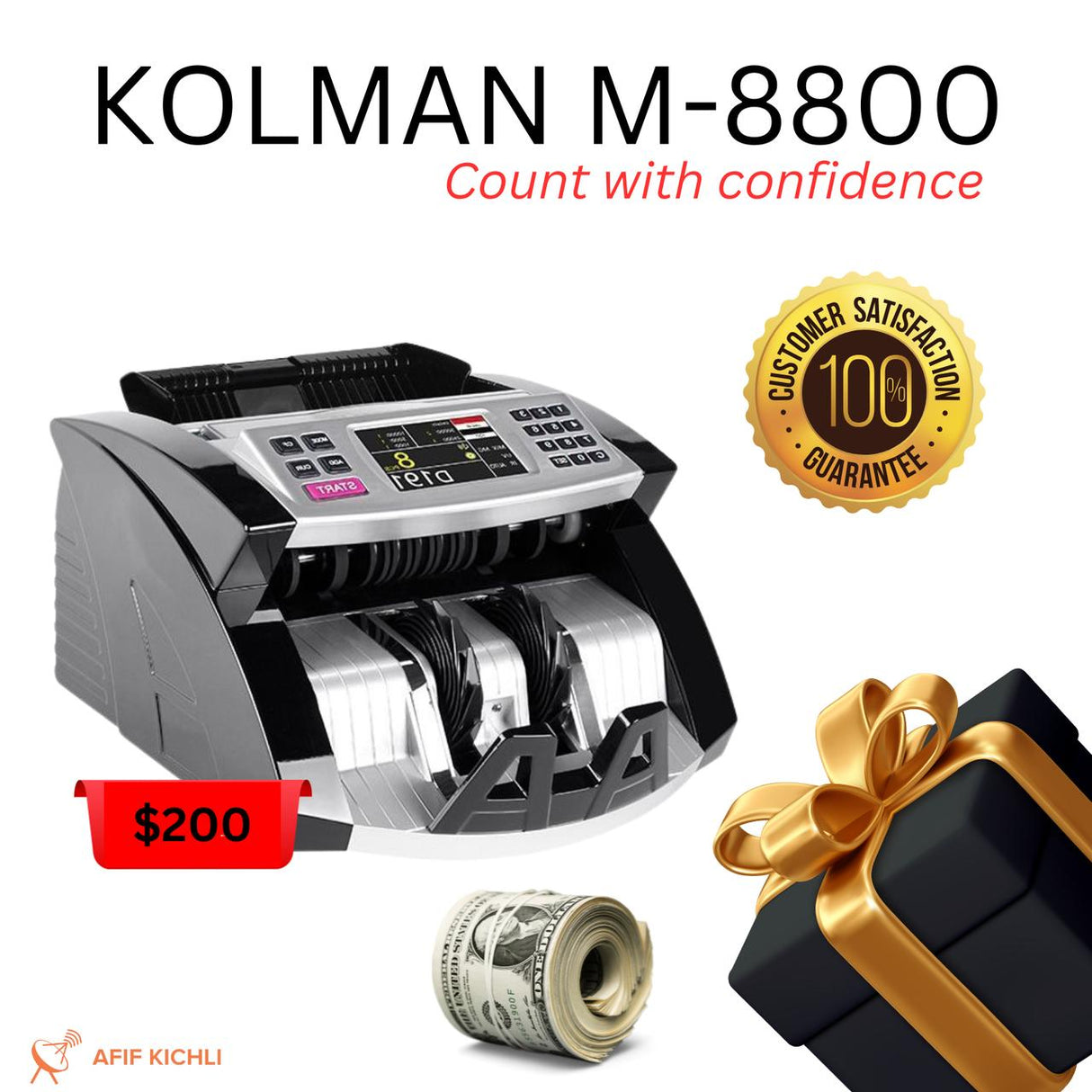 KOLMAN Mix Denomination Lebanese Pound Money Counter 8800 – UV & MG Detection, 1000pcs/min Speed