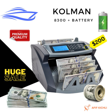 KOLMAN 8300 Money Counter – Portable with Rechargeable Battery