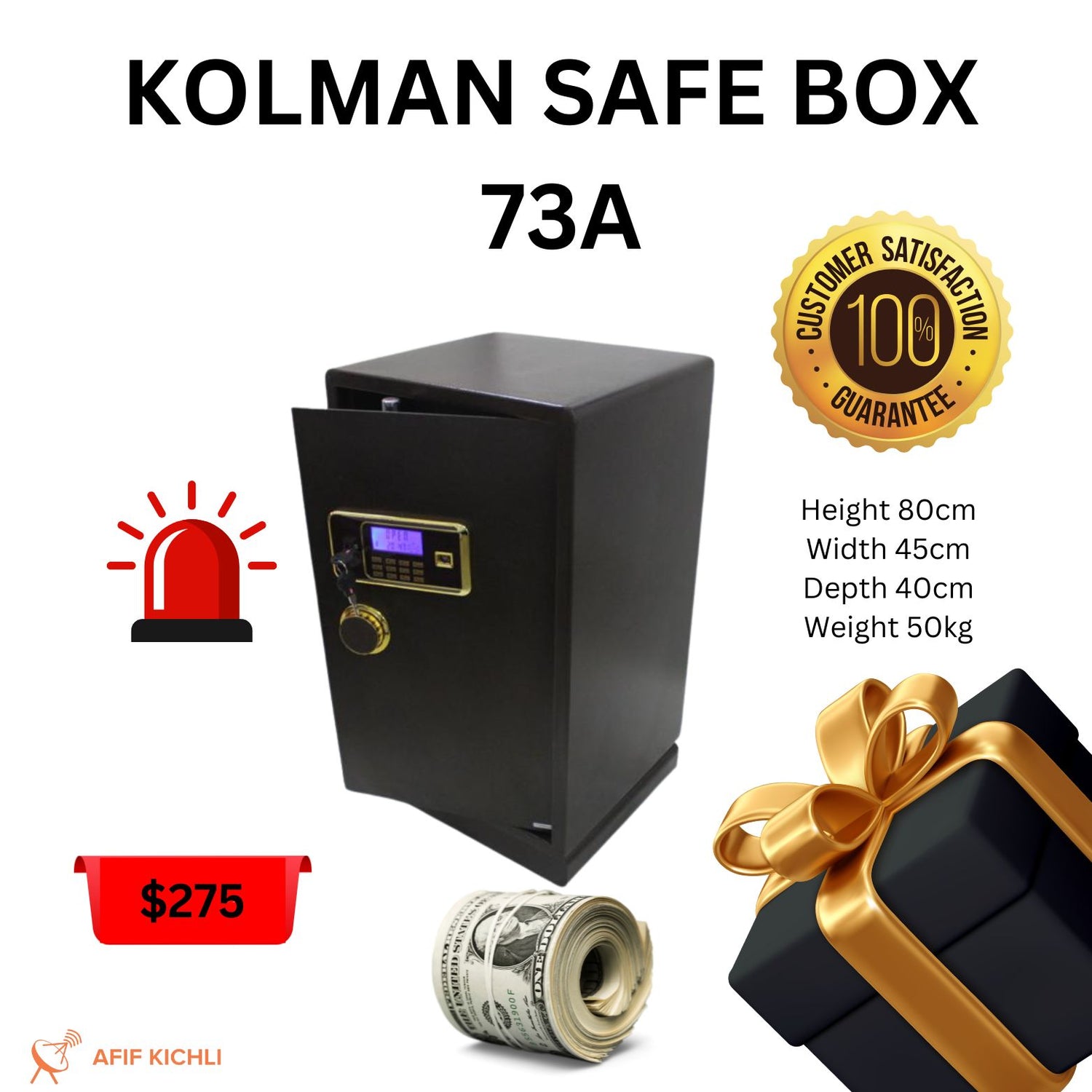KOLMAN 73BN Electronic Safe – Key + Electronic Code Security