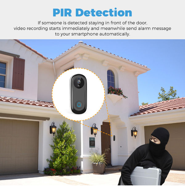 Home Video Doorbell Camera Wireless Wifi 1080p Doorbell with IR Night Vision Two-way Audio
