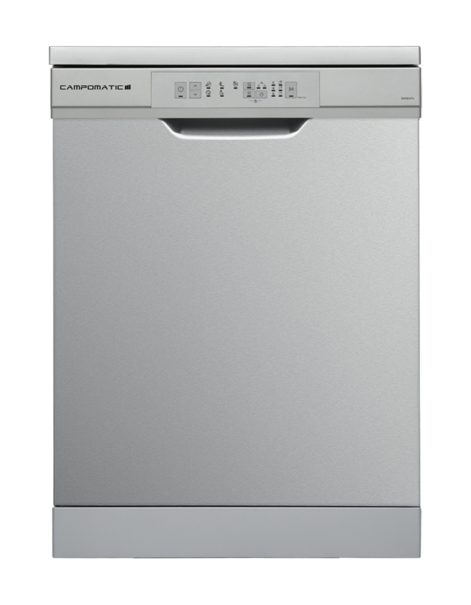 Campomatic DW914TX Dishwasher – 12 Place Settings, 5 Programs, 3-in-1 Function, Silver and Stainless Steel Door