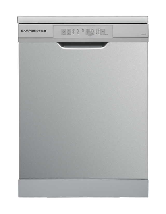 Campomatic DW914TX Dishwasher – 12 Place Settings, 5 Programs, 3-in-1 Function, Silver and Stainless Steel Door