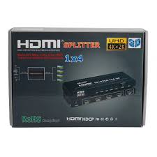 4-Port HDMI 4K Splitter HUB, 1 input to 4 outputs, supporting 4K Ultra HD, Full HD 3D, and high-quality audio formats for gaming, home theaters, and professional use