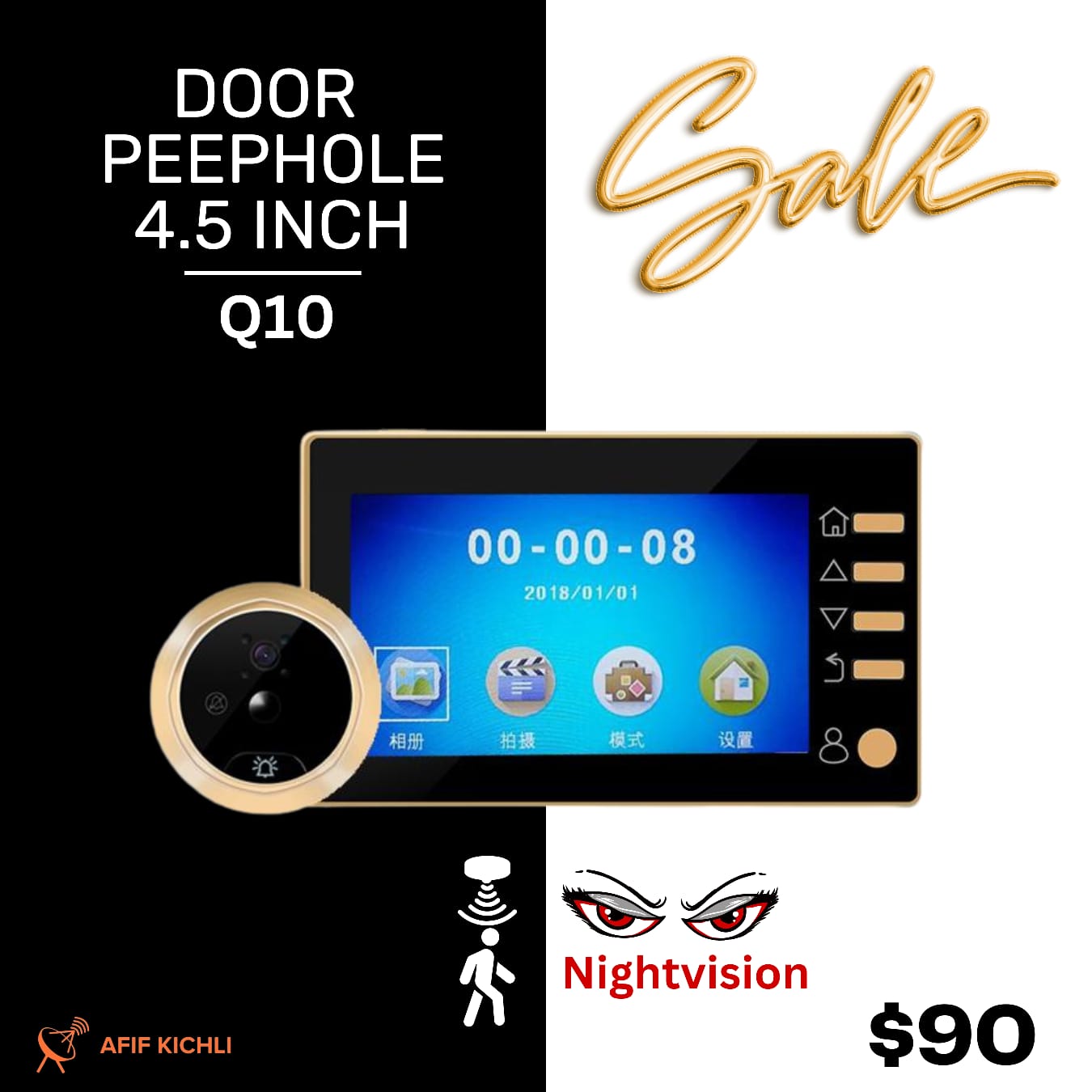 Peephole Door Viewer Q10 with sensor