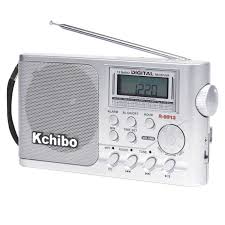 Kchibo KK-9913 Digital AM/FM/SW Portable Radio in silver, with auxiliary input and modern design
