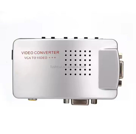 VGA to TV AV RCA Signal Adapter Converter, supporting NTSC & PAL formats, ideal for PC-to-TV connections, presentations, and entertainment setups
