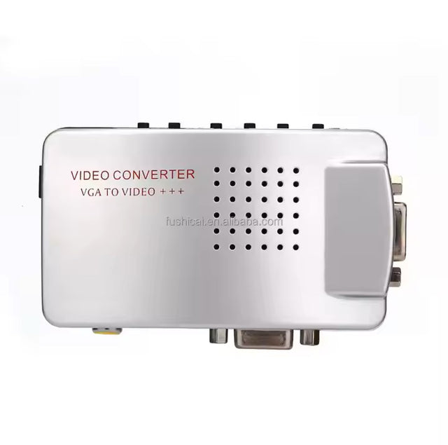 VGA to TV AV RCA Signal Adapter Converter, supporting NTSC & PAL formats, ideal for PC-to-TV connections, presentations, and entertainment setups