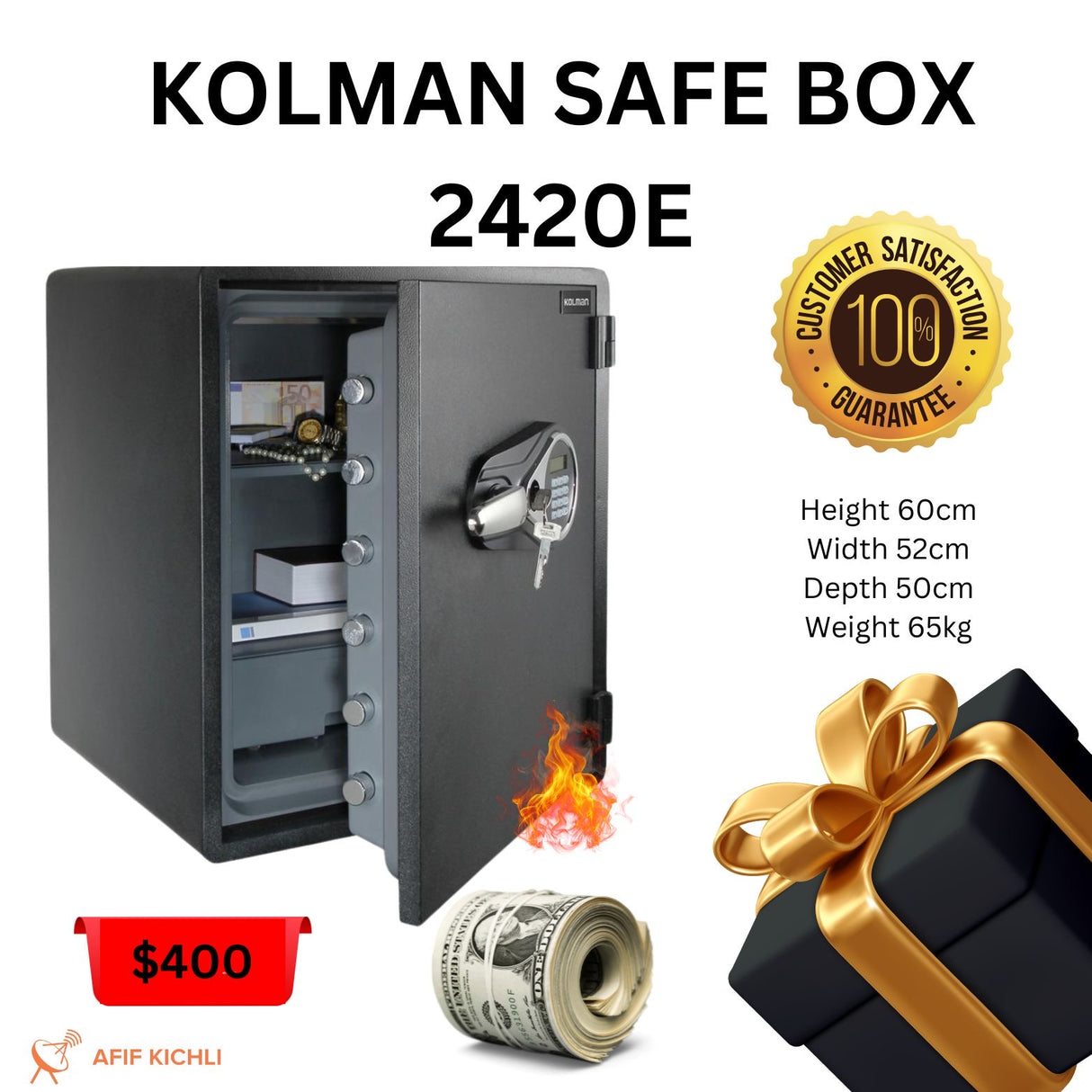 KOLMAN Safe 2420E Fireproof/Waterproof