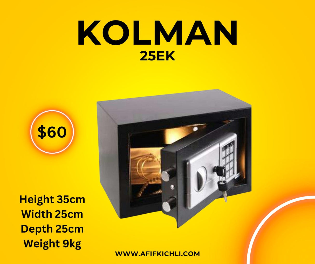  KOLMAN 25EK Electronic Safe with Anti-Theft Protection