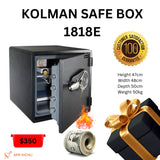 KOLMAN 1818E Fireproof Safe – Electronic Pin or Key Access, 6 Locking Bolts