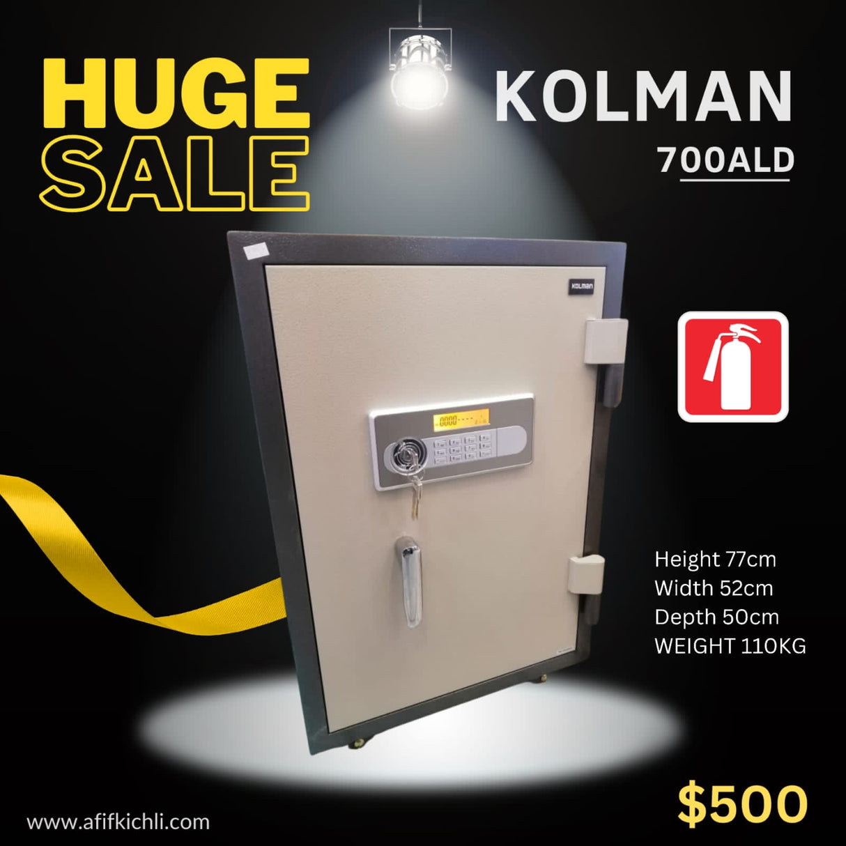  KOLMAN 700ALH Fireproof Safe with Keypad Lock and Key Override