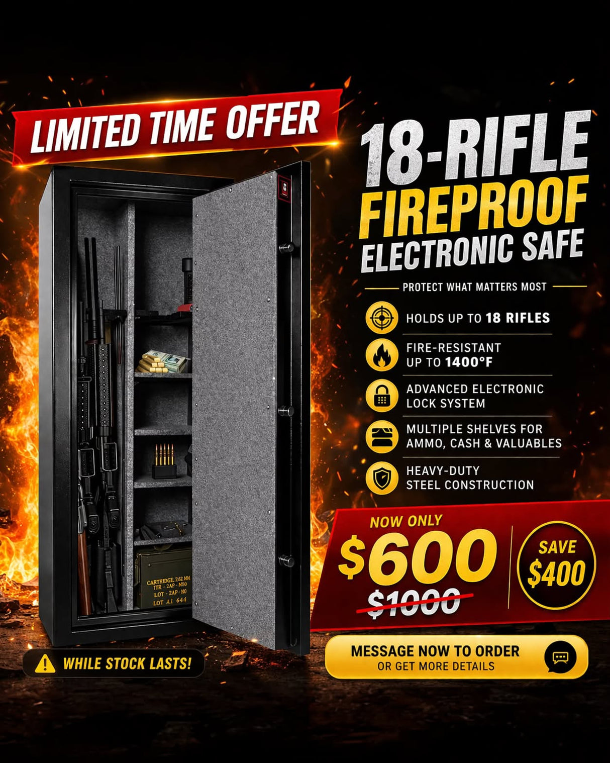 Aegis fireproof safe 18 Rifles
