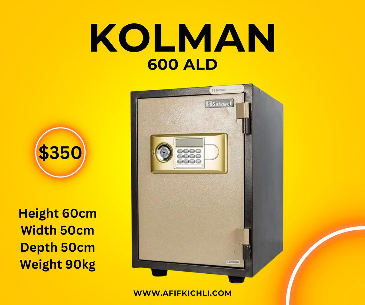 KOLMAN Fireproof 600ALD Safe – 1-Hour Fireproof, Digital Lock, Adjustable Shelf