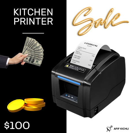 KOLMAN Kitchen Thermal Printer – High-Speed, Durable, for Restaurant & Retail Use