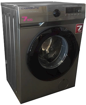 Campomatic WM708LA Front Load Washer – 7kg Capacity, 1000 RPM, Titanium Stainless Steel Drum, LED Display, Dark Grey