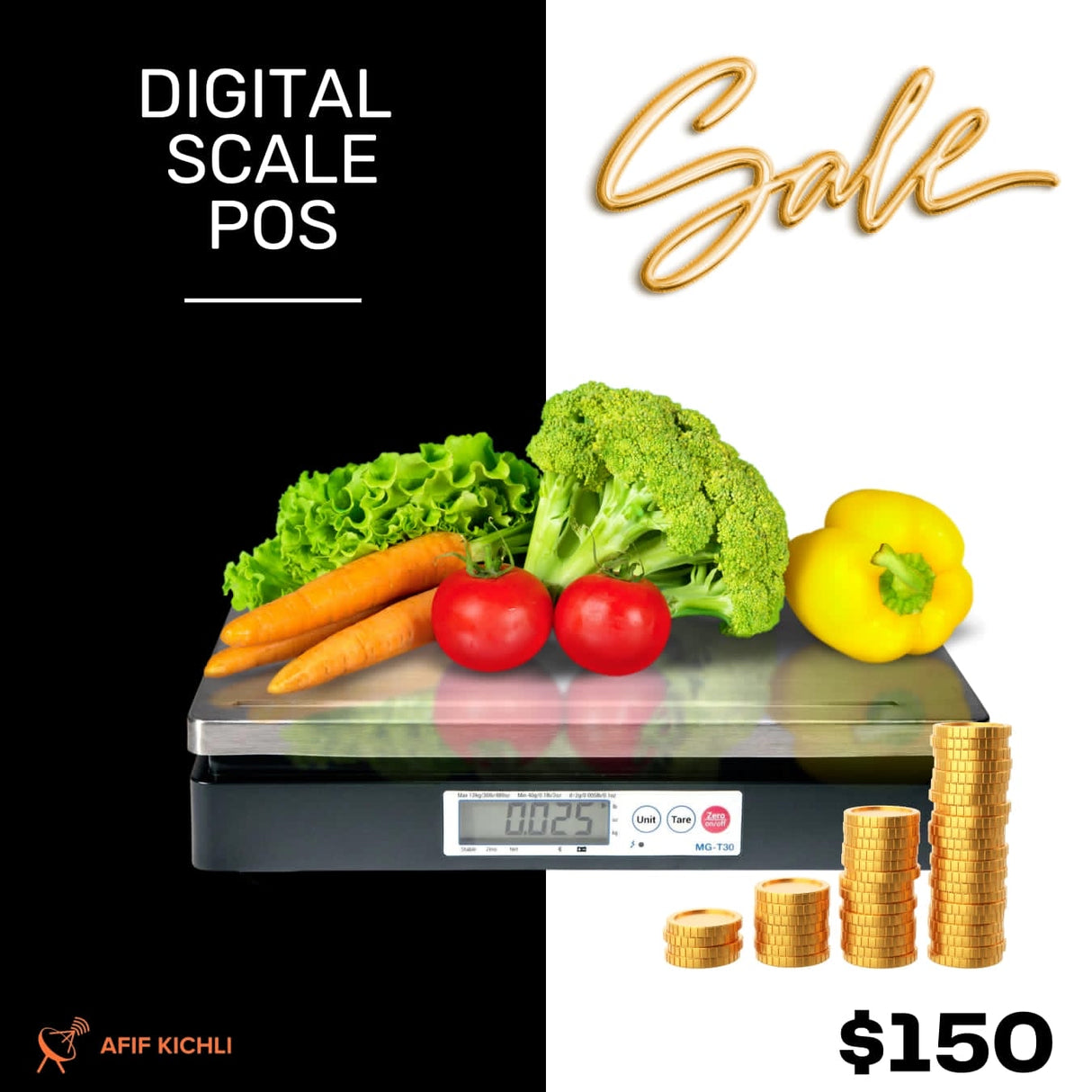 KOLMAN POS Digital Scale - Bluetooth & Serial, 15kg or 30kg, Compatible with Touchpos Software