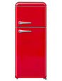 FR300VR – Vintage retro 2-door refrigerator with freezer compartment, mechanical control, retro metal handle, and red finish.