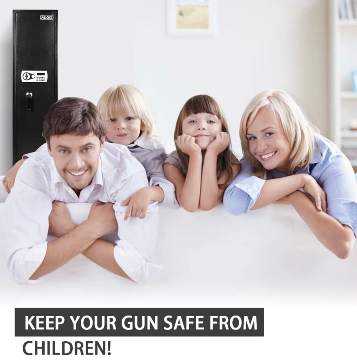 AEGIS Gun Safes for Rifles and Shotguns, Quick Access 5 Gun Gun Storage with Separate Ammo Pistol Lock Box (Stores Pistols, Cash & More), Long Gun Safe Rifle Shotgun Security Safe for Home