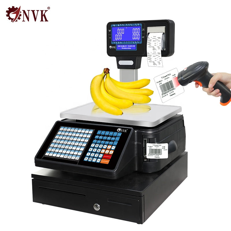 Nvk TM-A21 Label Printing Scale Double Screen LCD Display Price Computing Scale Electronic With Wi-Fi Thermal Printer for Retail
