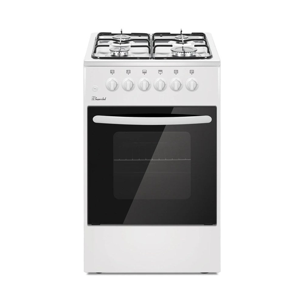 Super Chef AT-5403-W Cooker, Wide 50 cm, 4 Gas Burners White