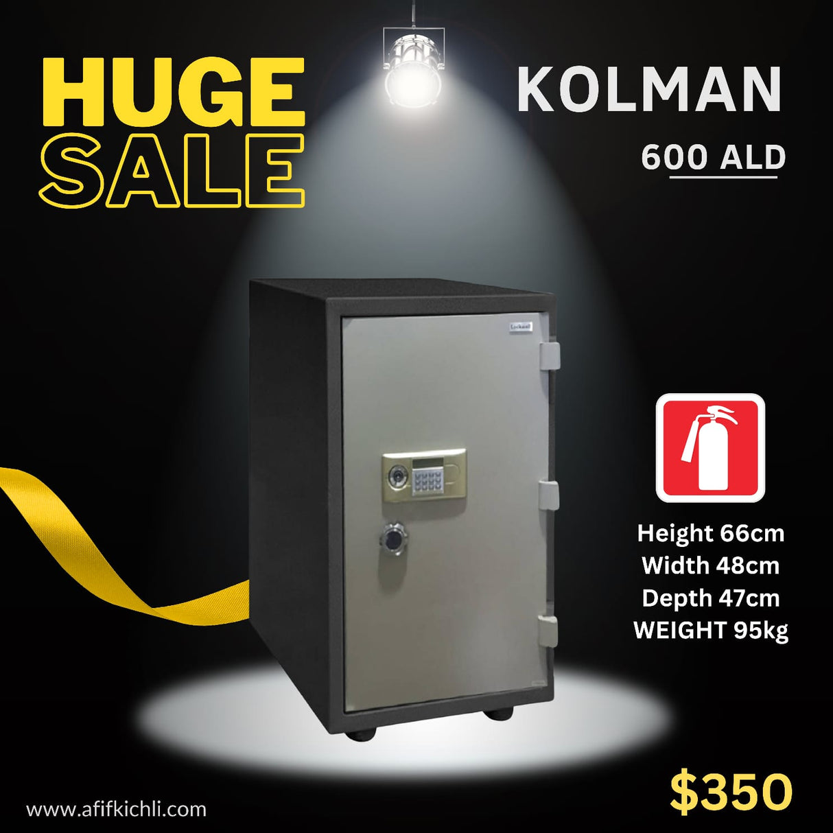 KOLMAN Fireproof 600ALD Safe – 1-Hour Fireproof, Digital Lock, Adjustable Shelf