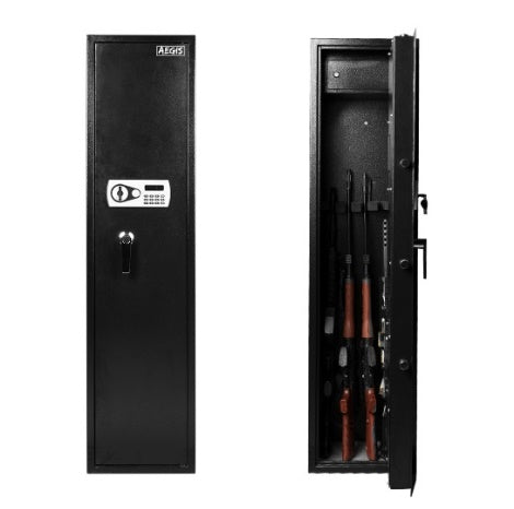 AEGIS Gun Safes for Rifles and Shotguns, Quick Access 5 Gun Gun Storage with Separate Ammo Pistol Lock Box (Stores Pistols, Cash & More), Long Gun Safe Rifle Shotgun Security Safe for Home