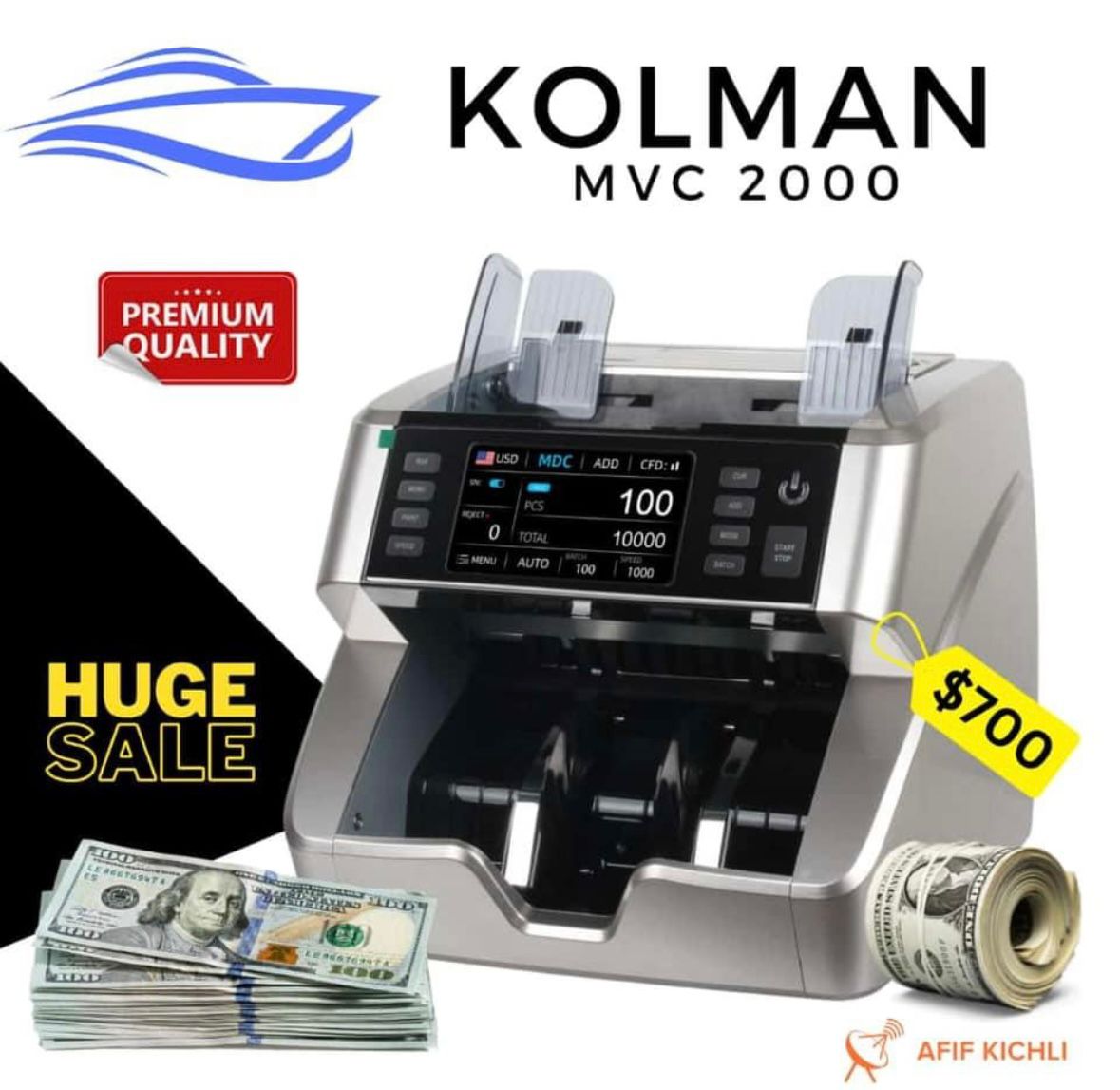 KOLMAN 2000MVC Touch Screen Money Counter