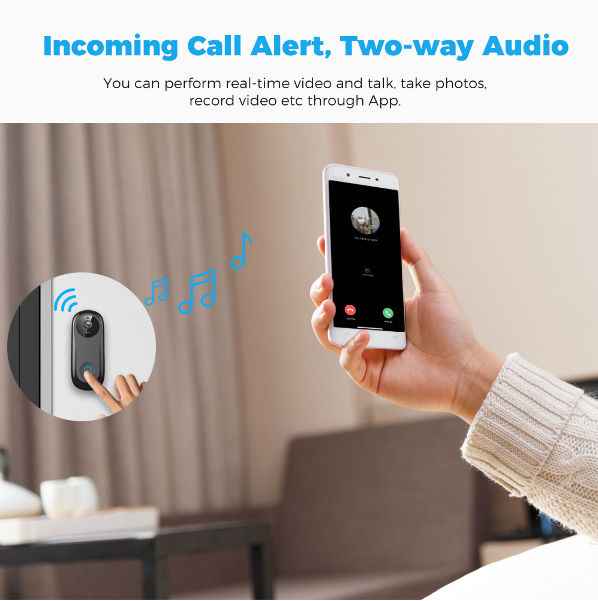 Home Video Doorbell Camera Wireless Wifi 1080p Doorbell with IR Night Vision Two-way Audio